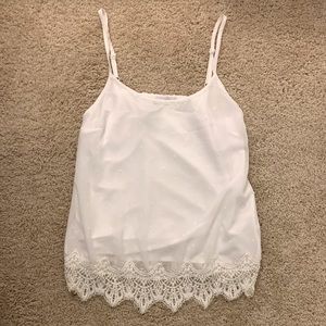 Sheer Lace Sleeveless Blouse, White, Medium